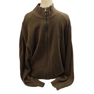 Timberland Brown Full-Zip Cotton Blend Jacket Men XL Casual Outdoor Utility